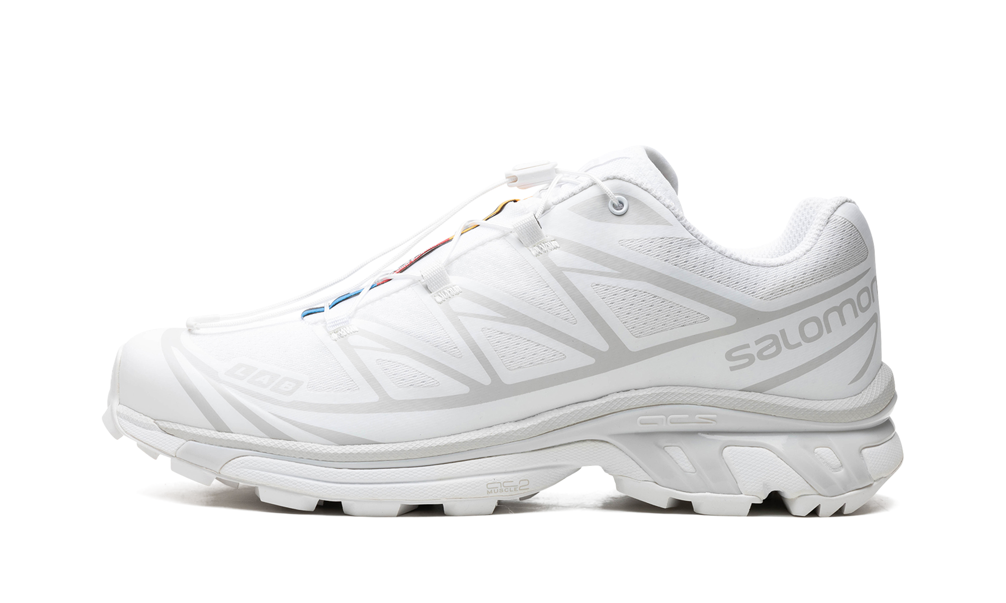XT-6 Lunar Rock White Mesh Trail Sneakers with Quicklace™ System