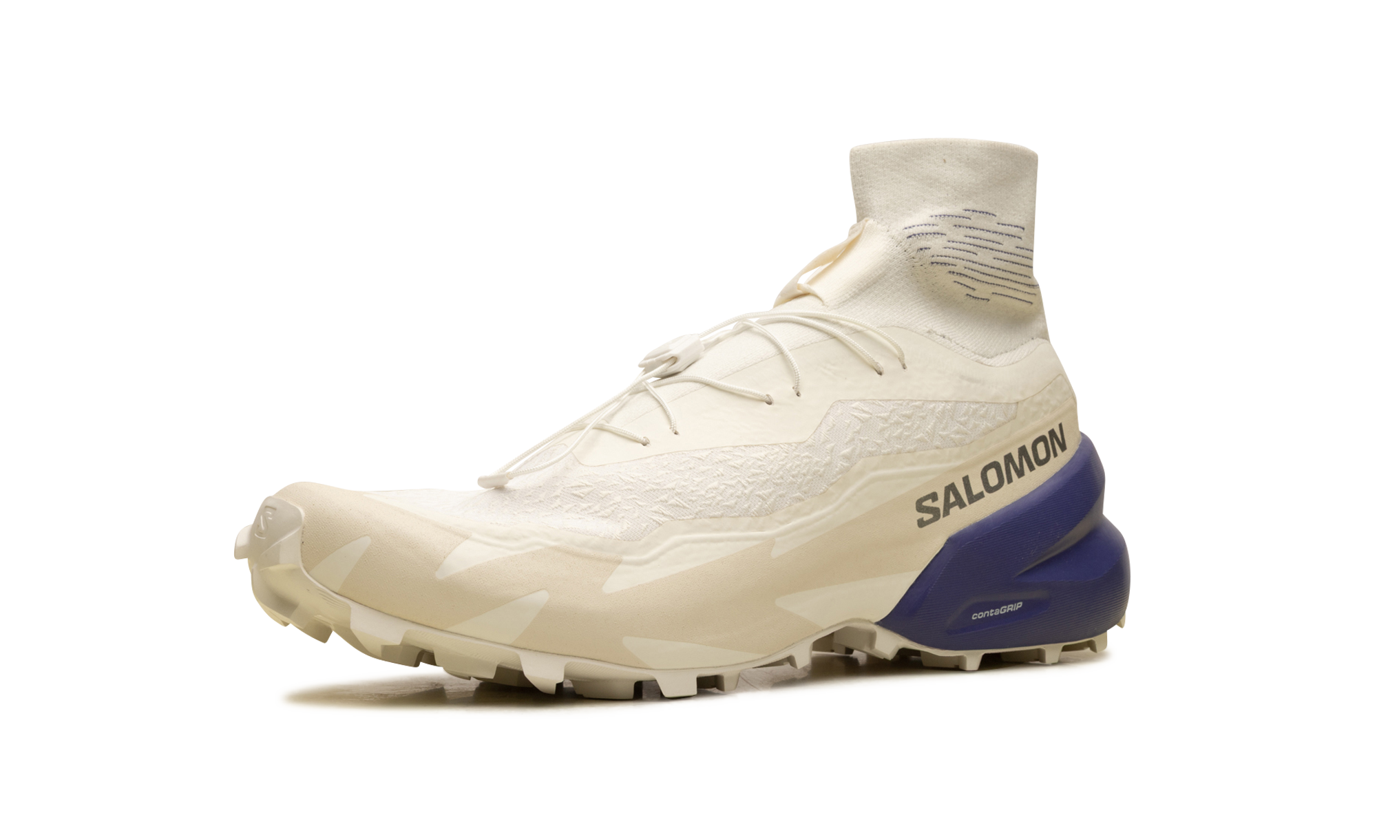 Salomon Speedcross Advanced Vanilla - Off-White Trail Sneaker with Purple Heel