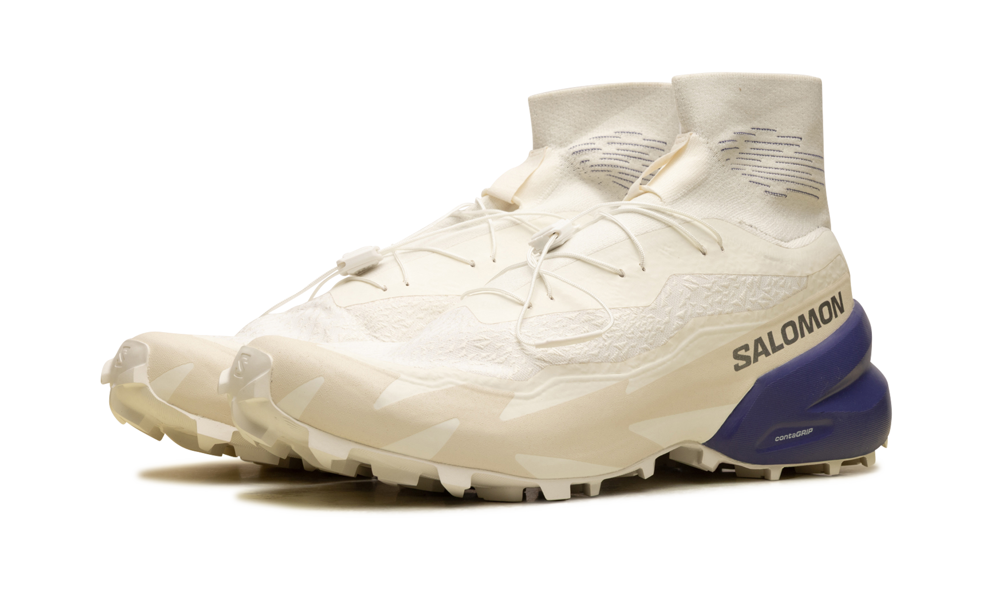 Salomon Speedcross Advanced Vanilla - Off-White Trail Sneaker with Purple Heel