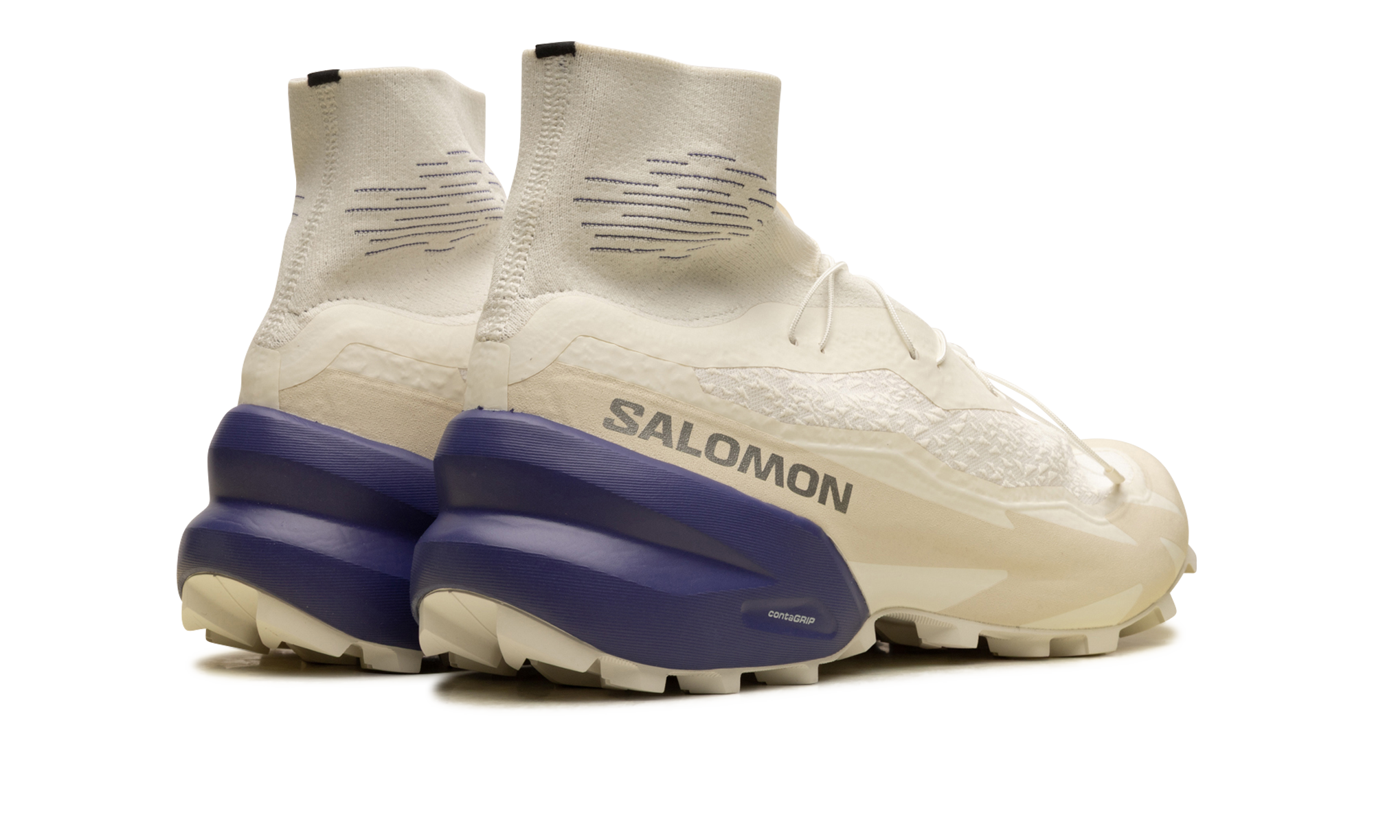 Salomon Speedcross Advanced Vanilla - Off-White Trail Sneaker with Purple Heel